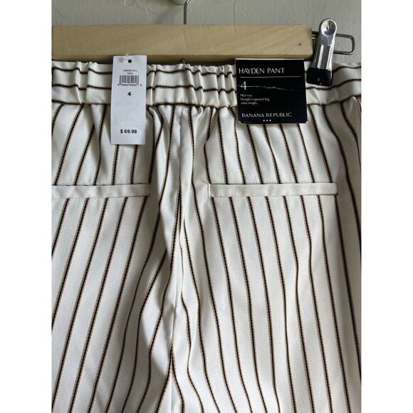 New! Banana Republic Factory Hayden White Tan Black Striped Pants Size 4 Rayon B - Picture 8 of 10